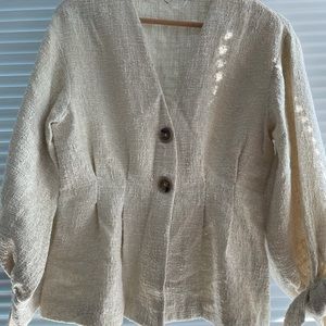 zara blouse v neck tweed xs